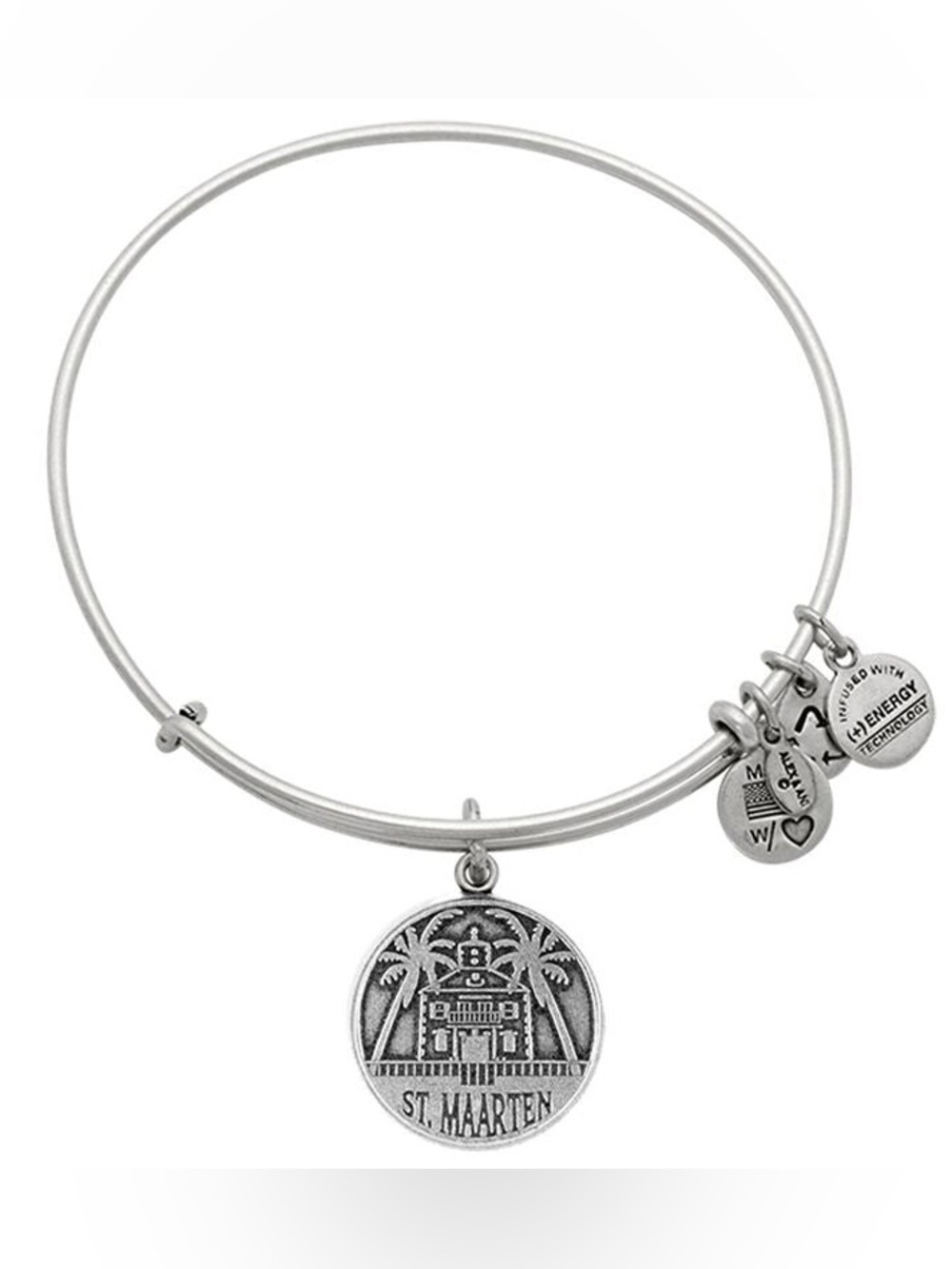 Alex and Ani St Maarten Silver Travel Charm Bangle